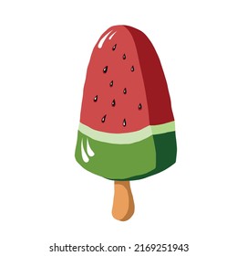 watermelon ice cream, vector food illustration, summer clipart