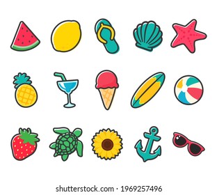 Watermelon and ice cream vector Helps to relax in summer Beach trip concept.