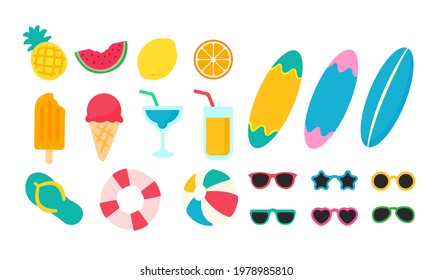 Watermelon and ice cream vector Helps to relax in summer Beach trip concept.