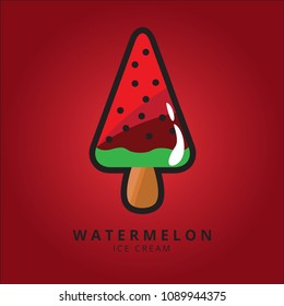 Watermelon Ice Cream Vector Logo Illustration