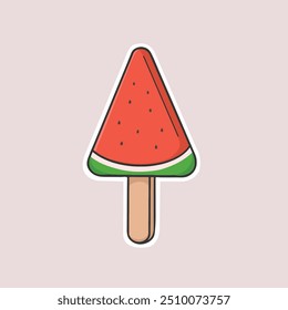 Melancia Ice Cream Vetor Adesivo Ilustração Bonitinha