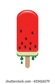 Watermelon ice lolly, isolated on white background. EPS10 vector format
