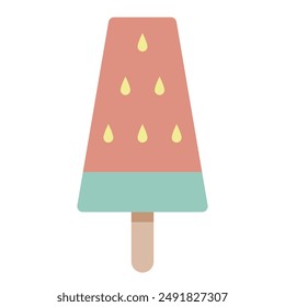 Vector de sandía. Sandía hielo pop sobre fondo blanco, dibujos animados colorido dulce popsicle helado lolly ilustración