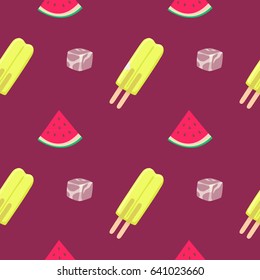 Watermelon and ice-cream seamless vector pattern