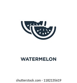 Watermelon icon. Black filled vector illustration. Watermelon symbol on white background. Can be used in web and mobile.