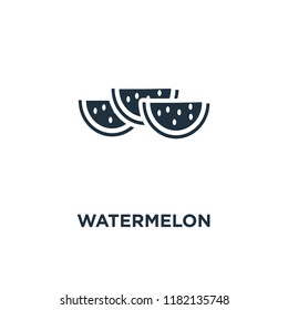 Watermelon icon. Black filled vector illustration. Watermelon symbol on white background. Can be used in web and mobile.
