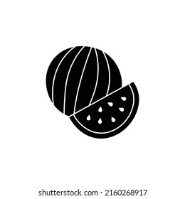 watermelon icon in black flat glyph, filled style isolated on white background