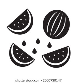 watermelon icon black vector silhouettes outline illustration