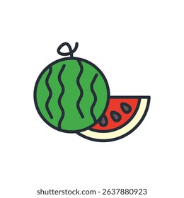 watermelon icon collection .design style with background