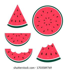 Watermelon Icon Collection Set on White Background. Vector Illustration EPS10