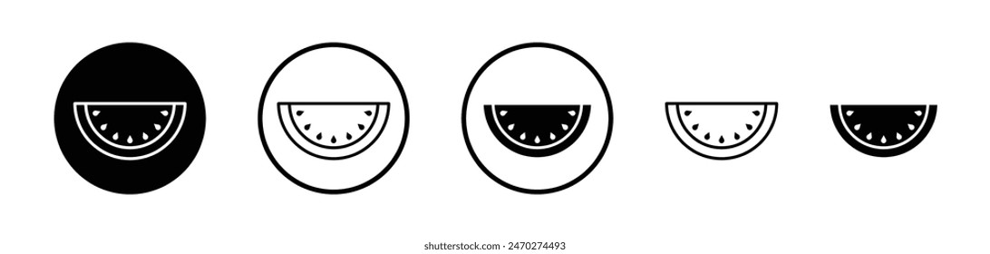 Watermelon icon collection. Watermelon slice vector icon. Fresh healthy watermelon fruit symbol.