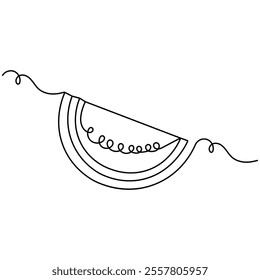 Watermelon icon  continuous one line drawing  outline vector illustration