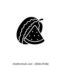 watermelon icon designed in solid style and black glyph style in fruit icon theme