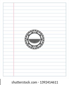 watermelon icon drawn with pencil strokes. Vector Illustration. Detailed.