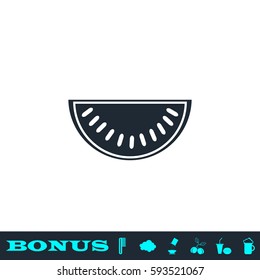Watermelon icon flat. Black pictogram on white background. Vector illustration symbol and bonus button