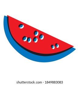 Watermelon icon flat cartoon style. Abstract tropical fruits clip art. Watermelon abstract exotic fruit. Fruit vector illustration for your design. Summer print