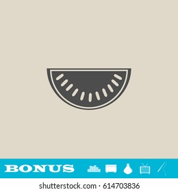 Watermelon icon flat. Grey pictogram on light background. Vector illustration symbol and bonus button real estate, ottoman, vase, tv, fishing rod