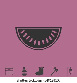 Watermelon icon flat. Simple vector grey pictogram and bonus symbol