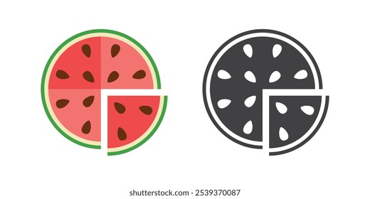 Watermelon icon in flat style. Fresh sweet and healthy fruit vector illustration on isolated background. Summer food sign business concept.