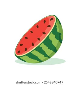 Watermelon icon in flat style. Fresh sweet and healthy fruit vector illustration on isolated background. Summer food sign business concept.