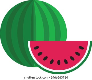 Watermelon icon in flat style. Isolated object. Vector illustration.