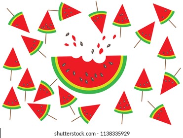 Watermelon icon in a flat style. Logo watermelon slices isolated on white background. flat vector illustration isolate on a white background.EPS10