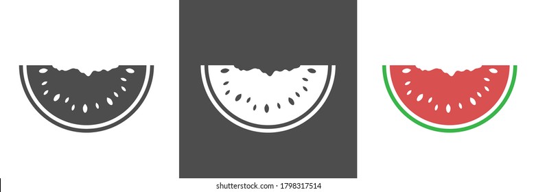 Icono de sandía en un estilo plano. Melón de agua con logotipo aislado sobre fondo blanco. Ilustración vectorial plana