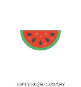 Icono de sandía en un estilo plano. Melón de agua con logotipo aislado sobre fondo blanco. aislamiento de ilustración vectorial plana en un fondo blanco