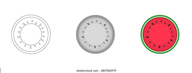 Watermelon icon in a flat style. Logo of halved watermelon isolated on white background. Flat vector illustration