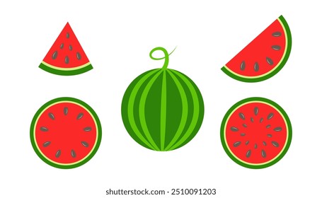 Watermelon icon in flat style. Watermelon slices on white background. For website design, poster, flyer, banner. Vector graphics 