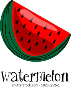 Watermelon icon flat vector illustration isolated on white background with title