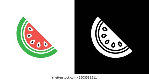 Watermelon icon Flat vector set outline