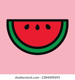 Wassermelonsymbol, Obstlogo, Vektorgrafik einzeln auf rosafarbenem Hintergrund
