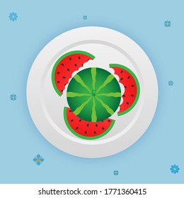 Watermelon icon. Graphic template. Vector background