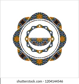 watermelon icon inside arabesque style badge. arabic decoration.
