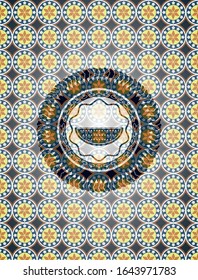 Wassermelonsymbol auf arabischem Hintergrund. Arabeske Einrichtung.