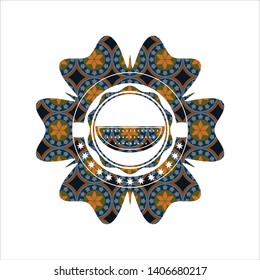 watermelon icon inside arabic emblem. Arabesque decoration.