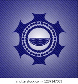 watermelon icon inside badge with jean texture