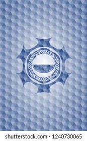 watermelon icon inside blue emblem or badge with geometric pattern background.