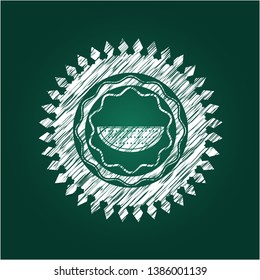watermelon icon inside chalk emblem