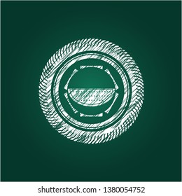 watermelon icon inside chalkboard emblem