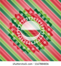 watermelon icon inside christmas badge background.
