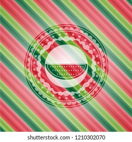 watermelon icon inside christmas badge background.