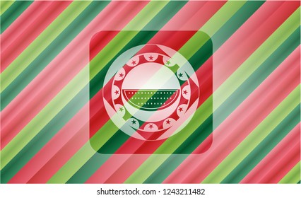 watermelon icon inside christmas badge.
