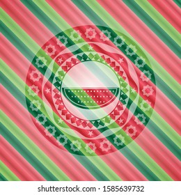 watermelon icon inside christmas badge.