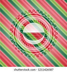 watermelon icon inside christmas colors emblem.