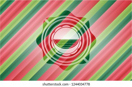 watermelon icon inside christmas colors badge.
