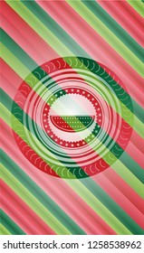 watermelon icon inside christmas colors emblem.