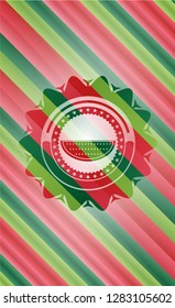 watermelon icon inside christmas colors style badge.