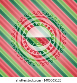 watermelon icon inside christmas colors style emblem.